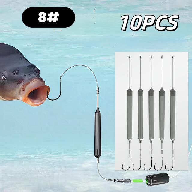 TEMU 10ks Sada Háčků na Rybolov s Plovoucí Nástrahou, Super Ostré a Vysoce Pronikavé, Vhodné pro Sladkovodní i Mořský Rybolov, Odolné proti Korozi
