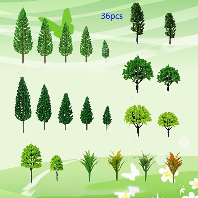 TEMU 36 Model Trees Ranging From 1.3 To 4.3 Inches, Of And Grass, Perfect For Architectural Crafts, Miniatures, And Railway Landscape Scenery