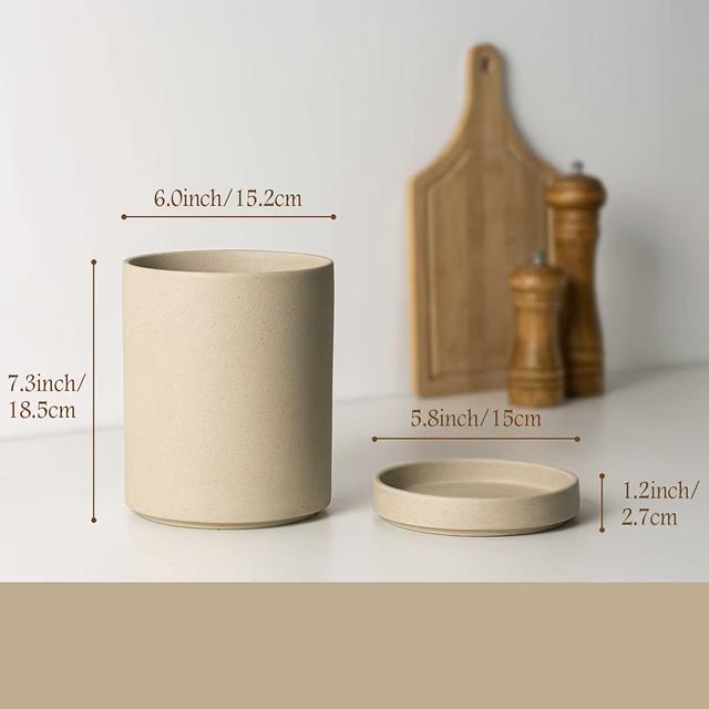 TEMU Soporte de cerámica para encimera para utensilios de cocina, un crock para organizar espátulas y cucharas.