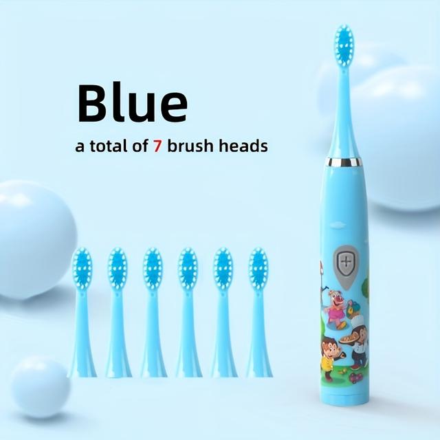 TEMU 7-soft Brush Heads Of Electric Toothbrush - Gentle & Deep Cleaning, 3 Colors (pink/white/blue), Batterypowered Operation, No Battery Needed, Oral Hygiene, Design, Advanced Cleaning Technology