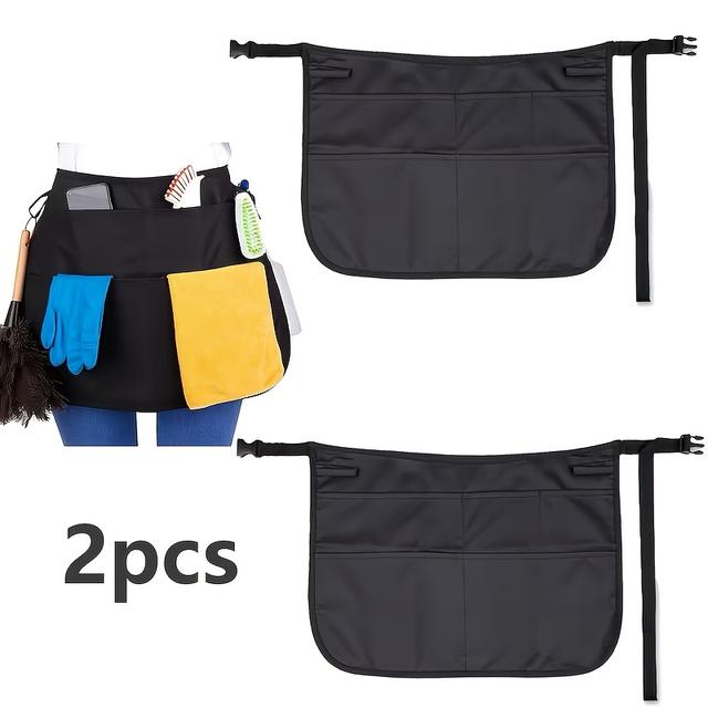 TEMU 2pcs Work Apron Set With Adjustable Tool Belt, Practical Waist Apron For Women, Teachers, And Waitstaff. Features Pockets And Closure, Suitable For Male And Female And Waitresses