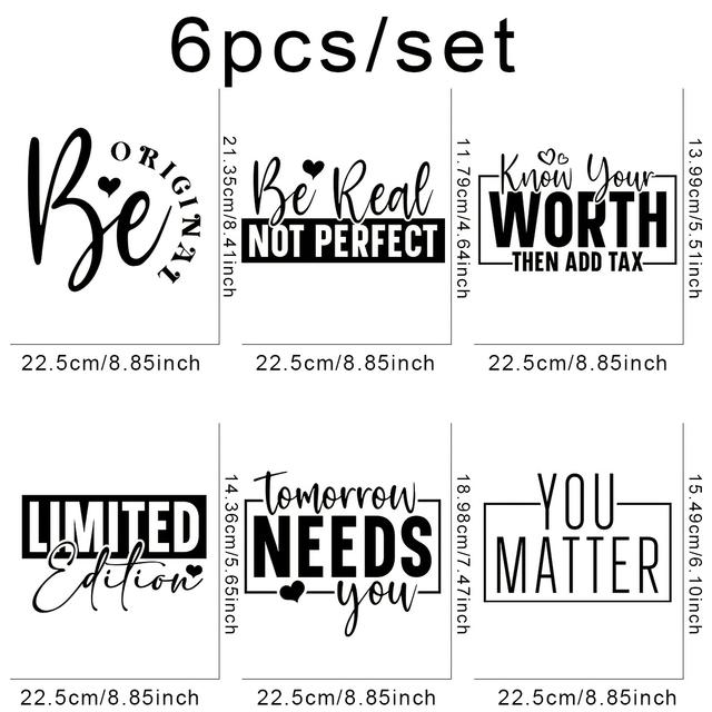 TEMU 6pcs Of Motivational Diy Transfers Dtf Transfer Stickers Washable Heat Transfer Design Free Ironing Decals T-shirts Masks Jeans Backpacks