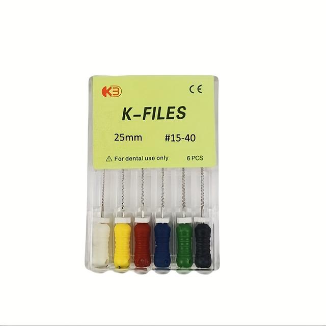 TEMU 6pcs/box Stainless Steel Manual K-file Set With 21mm/25mm Micro Drill Bits - Suitable For Jewelry, Artificial Jade, Beeswax