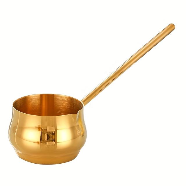 TEMU 1 cuchara dorada de acero inoxidable 304, olla multifuncional para aceite caliente, sartén para freír, herramienta de cocina y repostería, cuchara especializada para chisporrotear y rociar aceite