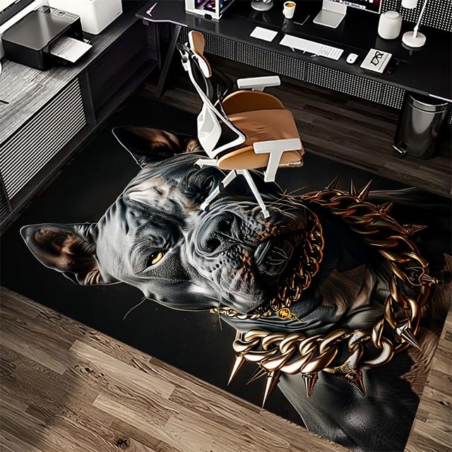 TEMU 1pc Tapis En Polyester 100% Personnalisé Avec Motif de Tête de Chien, Antidérapant Et Lavable En Machine, Pour , À Coucher, Extérieure, Et La Décoration de