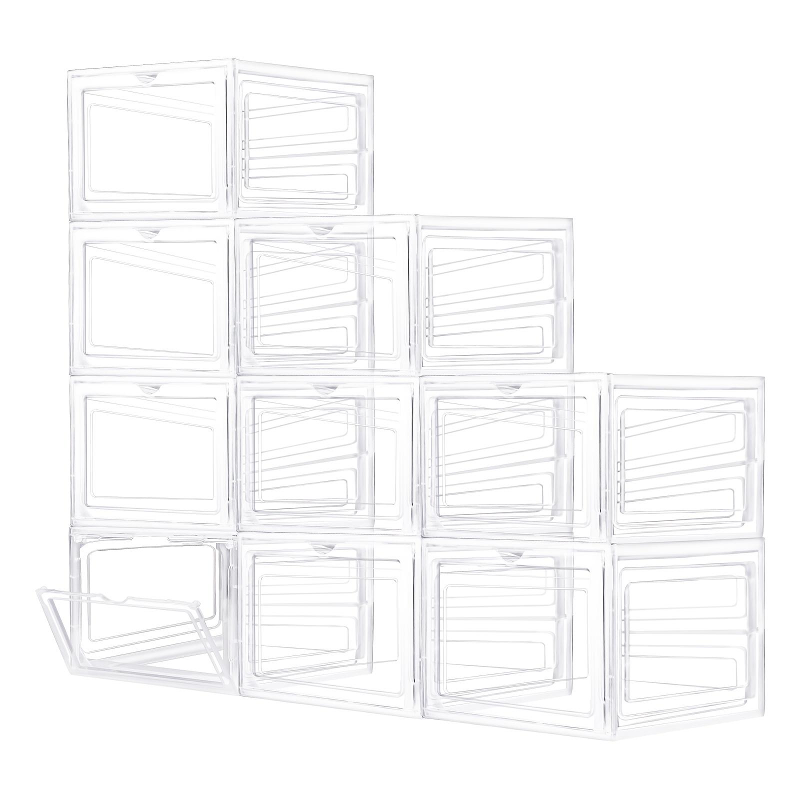 TEMU Shoe Box - 9pcs Shoe Storage Boxes, Clear Plastic Stackable Shoe Organizer, Shoe Rack With Doors For Women/men
