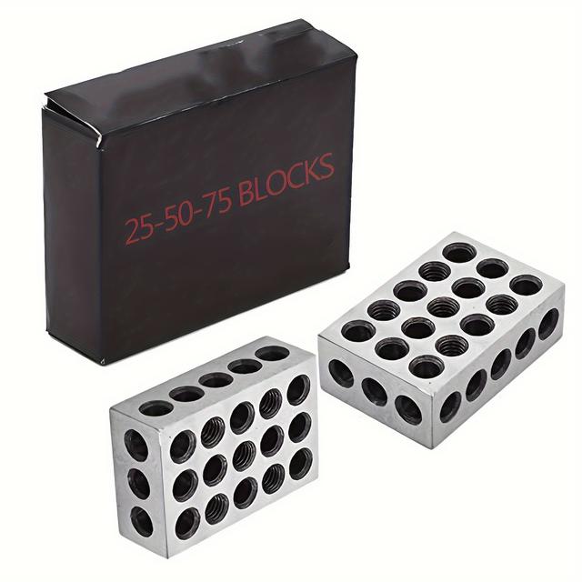TEMU 2pcs Etopoo Precision Clamping Blocks - 1-3" Metric & Imperial Sizes, 23 Holes, Hardened Steel, Scratch-resistant For Machining & Milling - Ideal For Diy & Professional Use