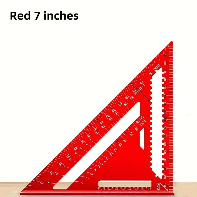 TEMU A 7/12-inch Precision Square For Woodworking - A Red Triangular Ruler Featuring Serrated Edges, Perfect For Accurate Measurements, Home Decor, And Design Tasks, Making It An Tool For Woodworkers