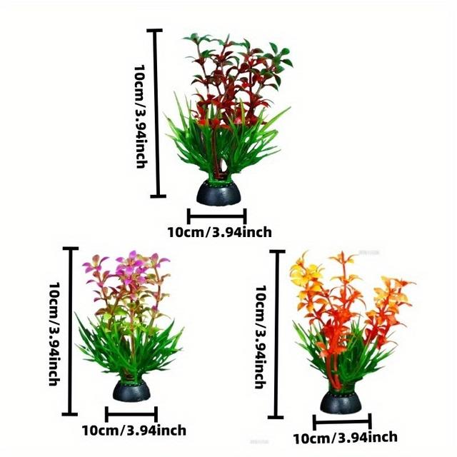 TEMU 3pcs Aquarium Decorative , Plastic Artificial Aquatic Plants - Realistic Pvc Water Plants With Leaf Types, Indoor Aquariums & Fish Tanks