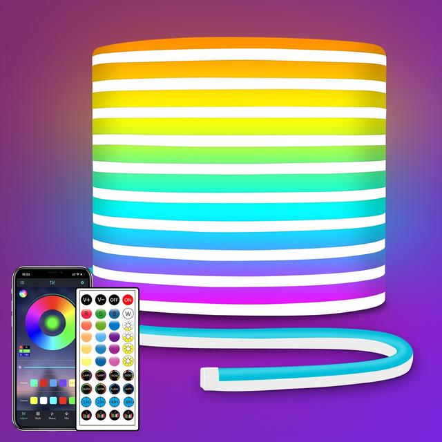 TEMU 32.8ft Led Neon Light Strip Rgb Led Neon Light Strip Control Flexible Led Neon Light Rope Light, Suitable For Bedrooms And Game Rooms