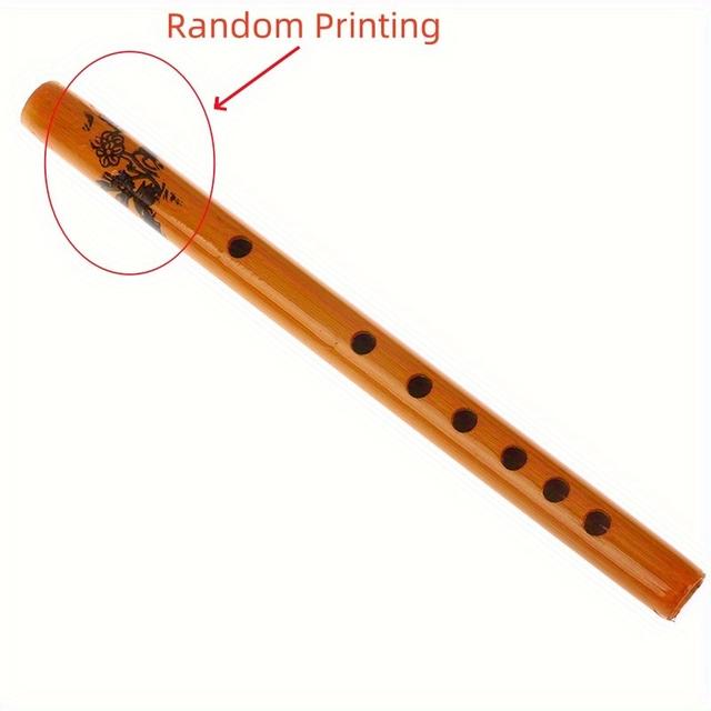 TEMU 1pc Chinese Traditional 6 Holes Bamboo Flute Vertical Flute Clarinet Student Musical Instrument Wooden Color Flute For Beginner