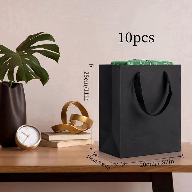 TEMU 10 Black Paper Insert Bags For Party Shopping, Birthdays, Weddings, And Black Holiday Gifts. Gift Bags In 3 Sizes