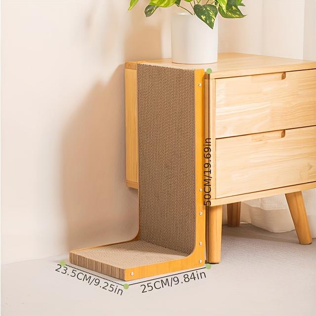 TEMU L-shaped Cat Scratcher, Durable Cardboard Tower With Non-slip Mat, Perfect For Cats, Cat Toys And Entertainment, Cat Scratching Post | L-shaped Design | Durable Cardboard