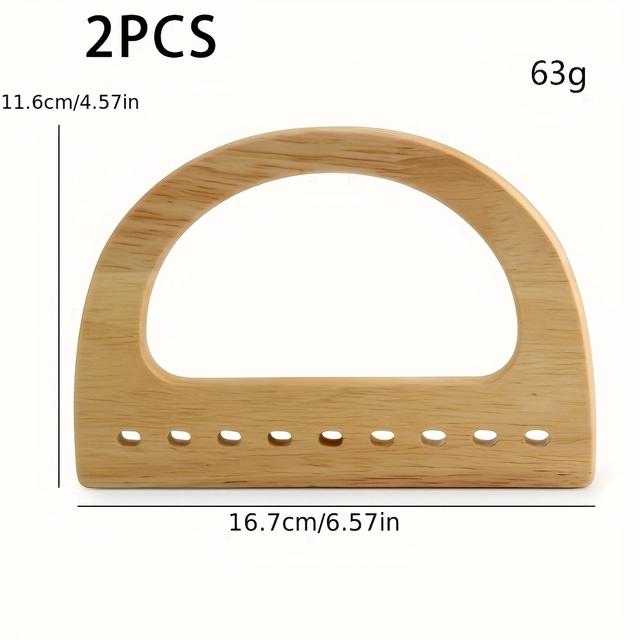 TEMU 2pcs Wooden Rectangular Oval Shape Bag Findings, With Hole, Hand Weaving, Wooden Handle, For Bag Making, Diy Wallet Making