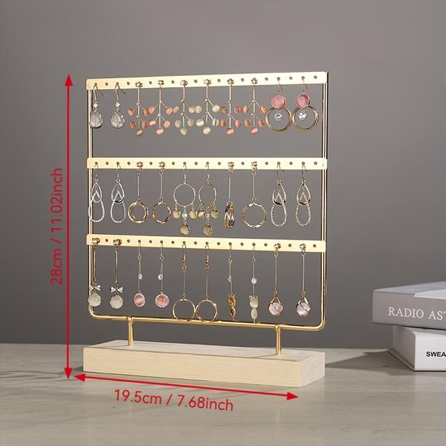 TEMU Une tour à bijoux avec un plateau en bois conçu pour et d'oreilles, comprenant un support pour suspendre d'oreilles et les clous d'oreilles, les tours à bijoux