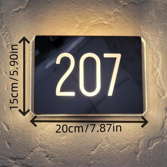 TEMU لوحات أبواب مصابيح LED أكريليك مخصصة، لوحات أرقام مطبوعة شفافة شخصية، لوحات أرقام غرف الفنادق