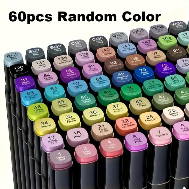 TEMU 60pcs Dual-tip Felt Tip Pens, Professional Art Use Markers And Drawing Tools For Comics & Sketch - Perfect Christmas Or Birthday Gift