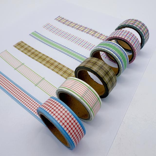 TEMU 6개입 (6팩) 한국식 와시 테이프 - 스크랩북, 저널, 플래너용 플라스틱/호환 접착 시트, 기본 그리드 패턴, 불렛 저널 장식, 사무용품