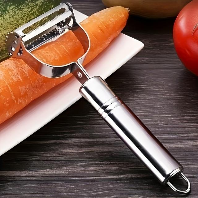 TEMU 1pc Stainless Steel Multi- & Vegetable Peeler – Manual Slicer, Grater, And Kitchen Tool For Home, Rv Cooking, And Dorm Rooms, Dorm Cooking Essentials | Compact Slicer | Stainless Steel Peeler