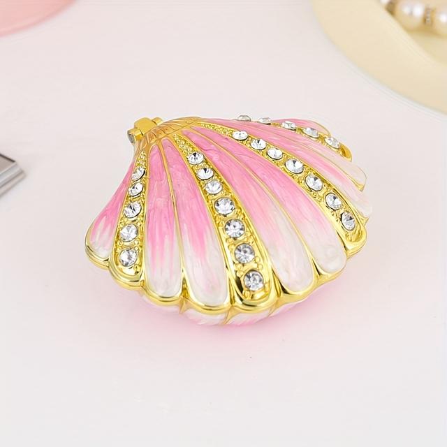 TEMU 1 -style Oval Shell Jewelry Box, A Metal Jewelry Storage Box With Magnetic Closure, And A Jewelry Storage Box With Painted And Decorations