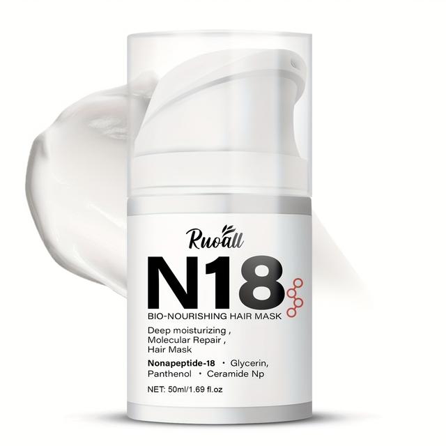 TEMU Ruoall N18 Bio-peptide Deep Hair Mask, Argan Oil & Ceramide Fortified, 50ml, & Moisturizing, Suitable For All Hair Types, Salon-quality Results