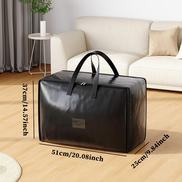 TEMU 1pc Large Capacity Storage Bag, Foldable Moving And Packing Bag, Portable Travel Bag With Strong Zipper And Handle, Space- Storage Bag For Bedding, Clothes, Quilts, Toys, And More.
