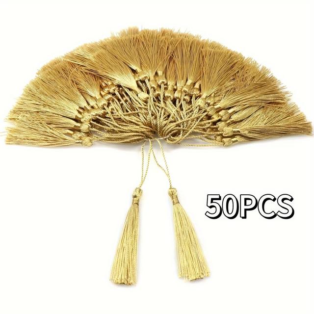 TEMU 50 Golden Tassels | 13cm , Ideal For Graduation Cap Decoration And Bookmark Making
