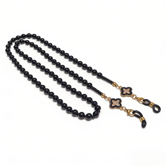 TEMU Collar para Gafas de Mujer Retro y Dorado con Cuatro - Accesorio de Lujo para Gafas de Moda, Cadena Elegante con Cuentas para Conservación y Estilo (/Casual)