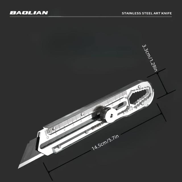 TEMU 13-in-1 Stainless Steel Utility Knife With Heavy-duty Blade Holder, Suitable For And Wallpapering, Durable Non-slip Design, Usable In 100 , Not Included, 10pcs Utility Knife Optional