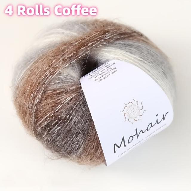 TEMU FOMZZE Luxus Verlaufsmohair-Garn - 4 Rollen, jeweils 100g, Mischung für selbstgemachte Schals und Tücher