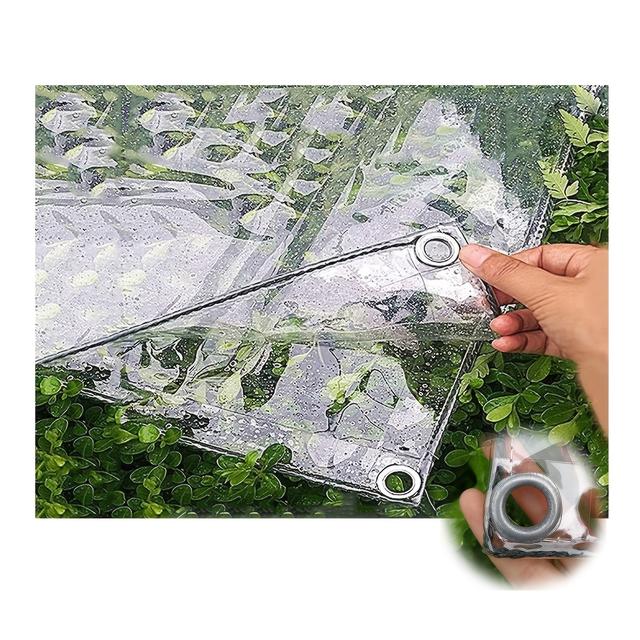 TEMU Transparente Wasserdichte PVC-Plane für Fensterbalkon Regentuch Kunststoffplane mit Lochabstand von 50cm Farbe Klar Größe 2 x