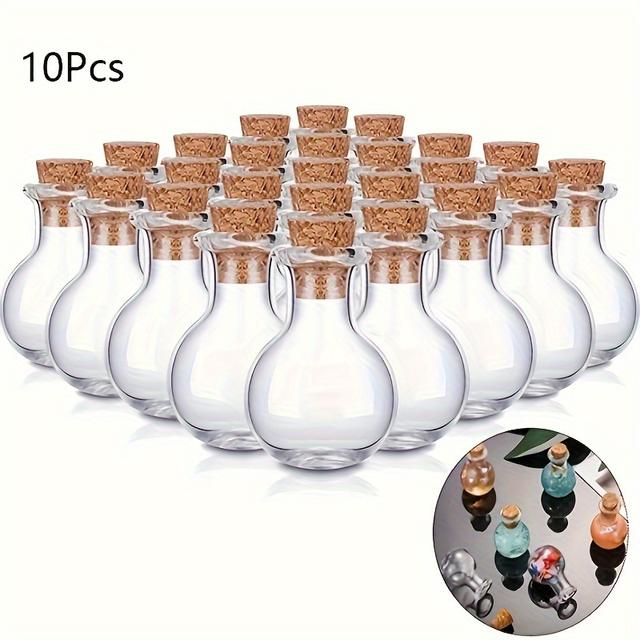TEMU 10pcs Small Glass Bottle With Cork, Mini Perfume Bottle, Mini Cork Glass Drift Bottle, Suitable For Desk Office Decor