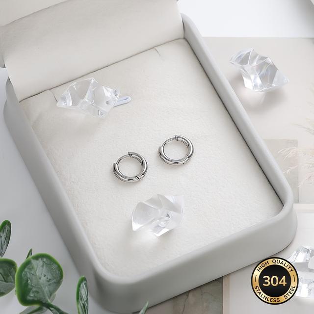 TEMU Anti-allergic, Ring Plain Ring Stainless Steel Hoop Earrings, Anti-fading, Suitable For Men, Women, Daily Wear, Valentine's Day Gift For