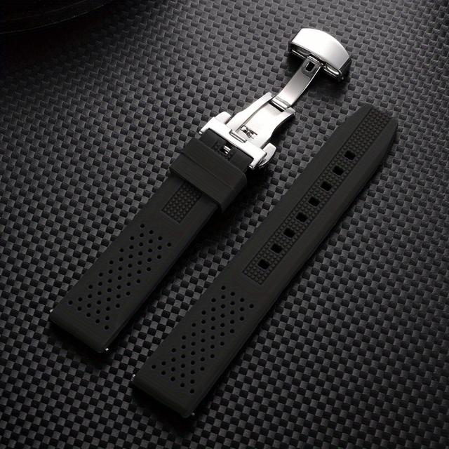 TEMU Correa de muñeca de silicona flexible y ligera - Duradera y moderna de 20 mm, 22 mm mm, adecuada para Samsung y Huawei - Estilo de cierre de mariposa para hombres