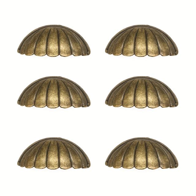 TEMU Set Of 6 Vintage Shell-shaped Handles, Drawer Cabinet Pulls, Semi-circular Drawer Knobs, Ideal For New Chinese-style Cabinets And Furniture, Perfect As A Christmas Gift