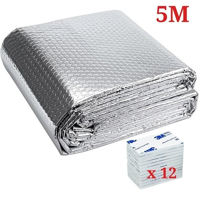 TEMU Tapis d'isolation réfléchissant 60 cm x 5 m pour radiateurs, rouleau de feuille à bulles pour l'efficacité énergétique, matériau réfléchissant thermique, idéal pour les toits et les solaires
