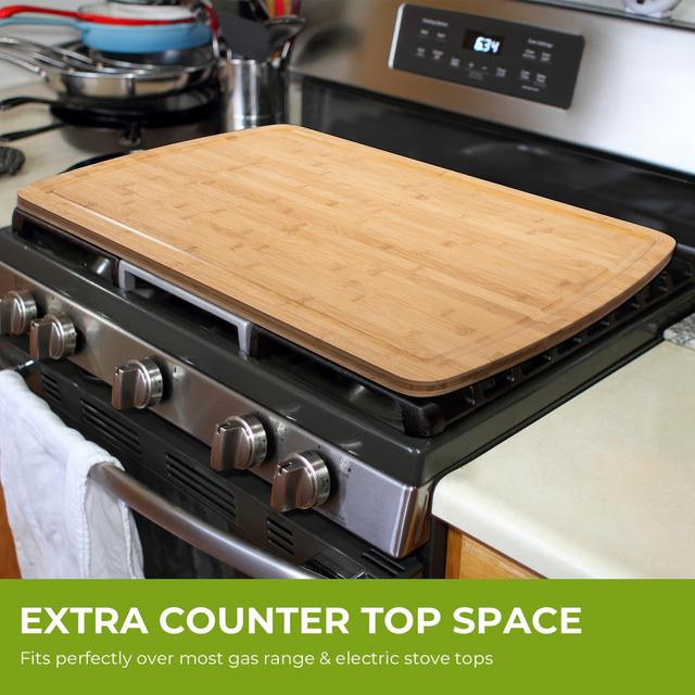 TEMU Premium Bamboo Cutting Board With Juice & Handle – Extra Large For Kitchen, Charcuterie, And Over-the-sink Use, Coated With Walnut Oil & Beeswax For Durability