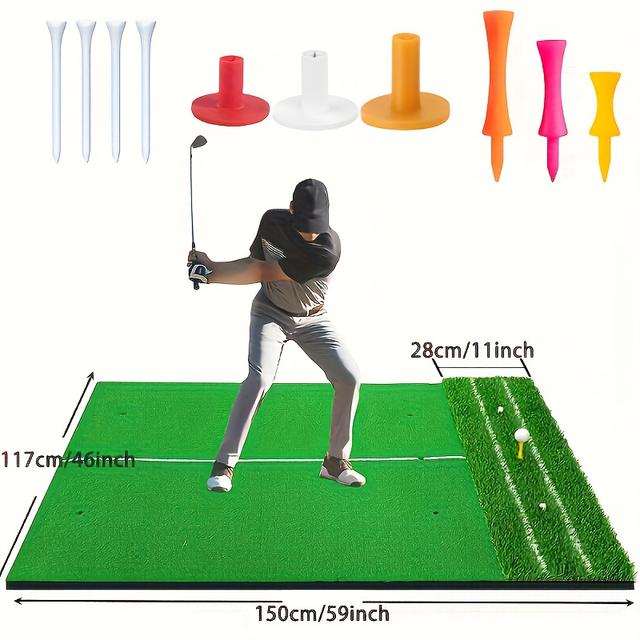 TEMU Golf 5x4 Foot Thick Training Mat Batting Mat Artificial Golf Lawn Practice Mat Indoor And Outdoor Golf Belt Rubber Tee