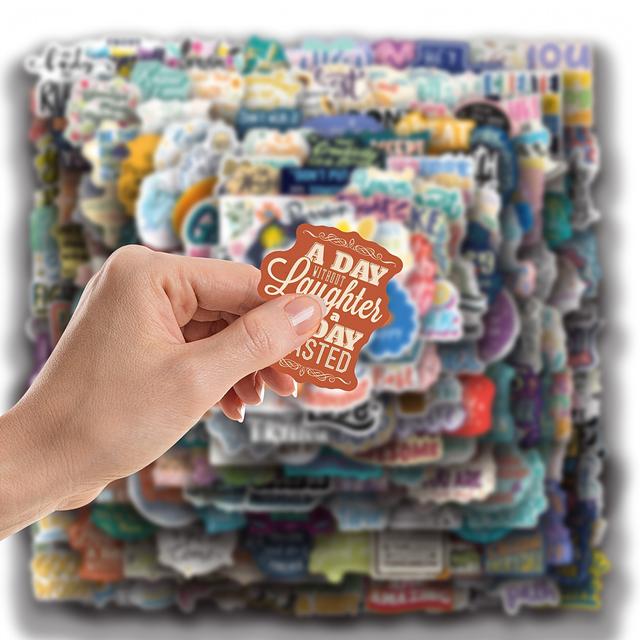 TEMU مجموعة ملصقات تحفيزية من 200 قطعة – ملصقات فينيل مناسبة للزجاجات والمحافظ والكتب، بتصميم ملهم وجمالي – سهلة التركيب وقابلة للإزالة ودائمة