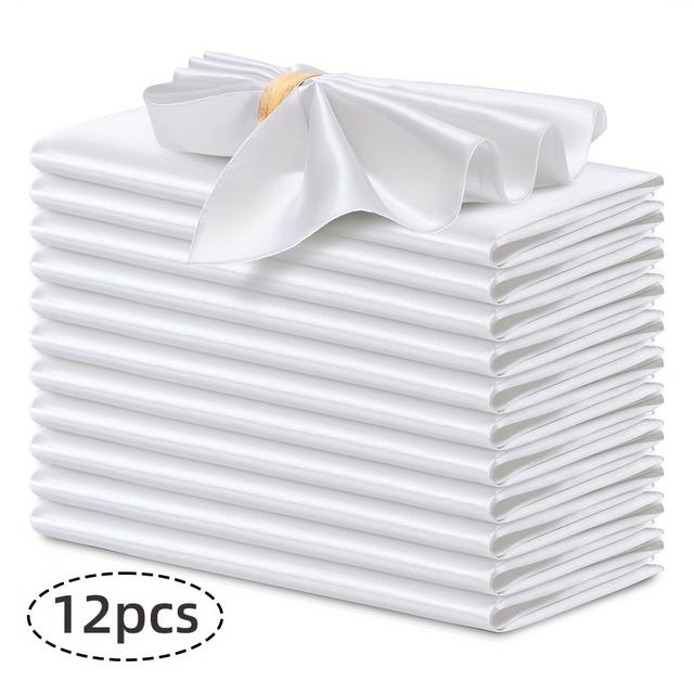 TEMU 12pcs Satin Dinner Napkins, Full Polyester Square Colorful Satin Table Napkins, *11.81inch, Wedding For Banquet Table Napkins, Restaurant Decoration, Birthday Party Decoration