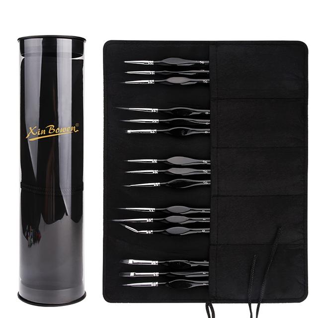 TEMU 15pcs Nylon Brush Set, Canvas Bag Plastic Bucket Portable Art Diy Watercolor Painting Liner Oil Paint Pen