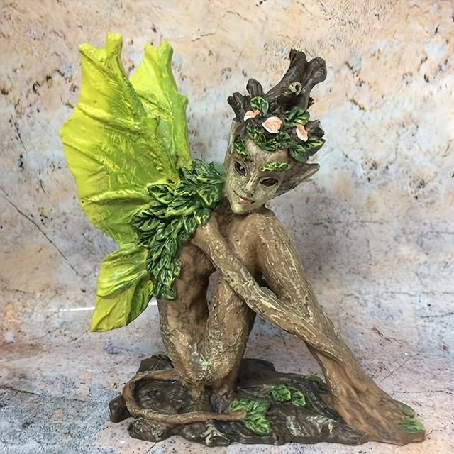 TEMU & Fairy Winged Elf Statue - Resin Forest Goddess Figurine For Home, Garden, And Balcony Decor