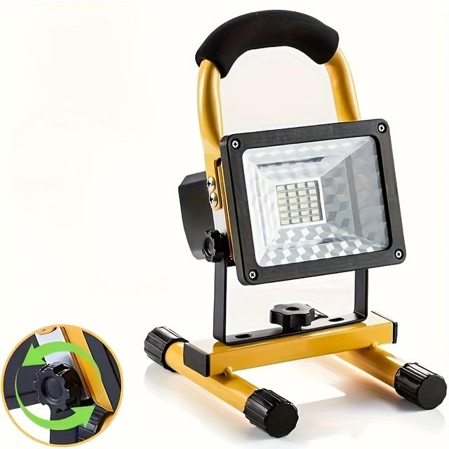 TEMU Led Work Light With Bracket, Battery Powered, 4400mah Rechargeable, 4 Lighting Modes, Portable Cordless, Suitable For Construction, Workshop And Outdoor Lighting, Yellow