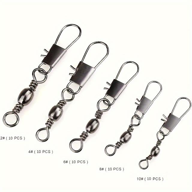 TEMU 50//200pcs High-quality Swivel Hook Connectors, Carbon Steel Construction, Fishing Tackle Accessories, Hunting & Fishing Gear, Fishing Hook Clips