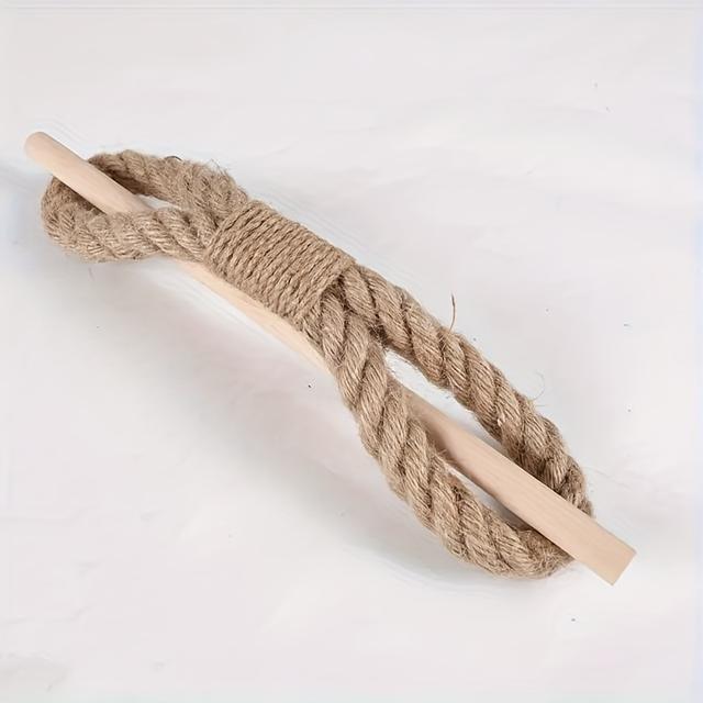 TEMU Solid Wood Rods Thickened With Rope And Hemp Rope, Easy Curtain Tiebacks For Bedroom And Living Room Decoration