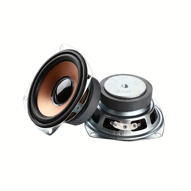 TEMU Juego de 2 altavoces subwoofer cuadrados de 3 pulgadas con impedancia de 4 y potencia de 10W, con un depósito de para bajos y midrange, ideal para sistemas de sonido domésticos