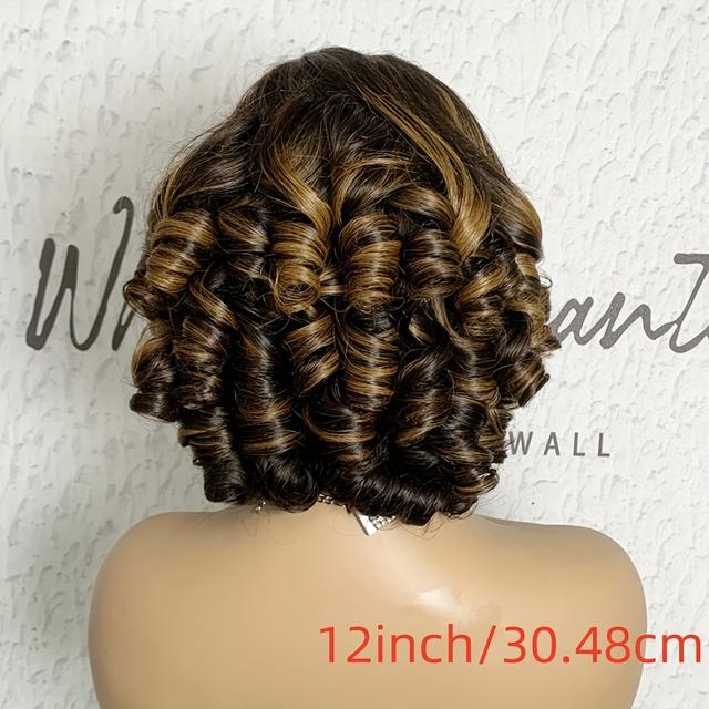 TEMU Natural Human Hair Wig With Spiral Curls - Volume & Texture, Density, 4x4 Lace Front, Elegant Curly Wave Style For , No Electricity Needed, Wig For Hair, Versatile Hairpiece, Hairpiece