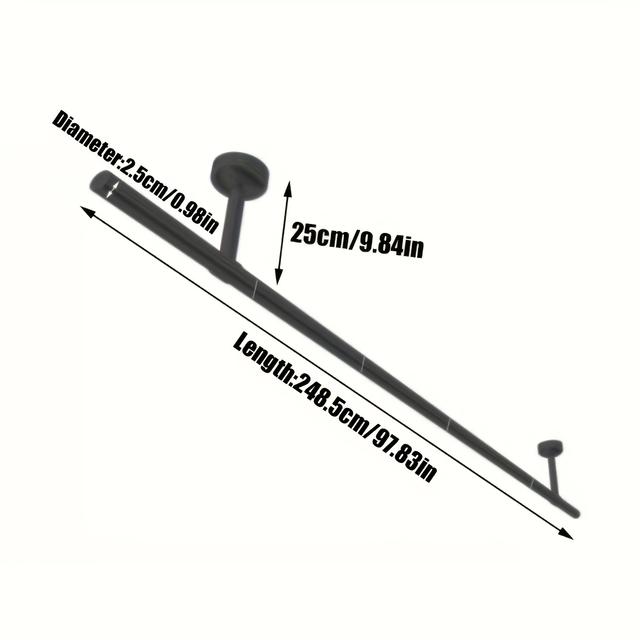 TEMU 1pc Black Industrial Pipe-style Clothes Drying Rack - Detachable, Wall-mounted, Space-saving Hanging Rod For Bedroom, Balcony, Bathroom, Home, Closet, Laundry Drying Rack, Drying Racks