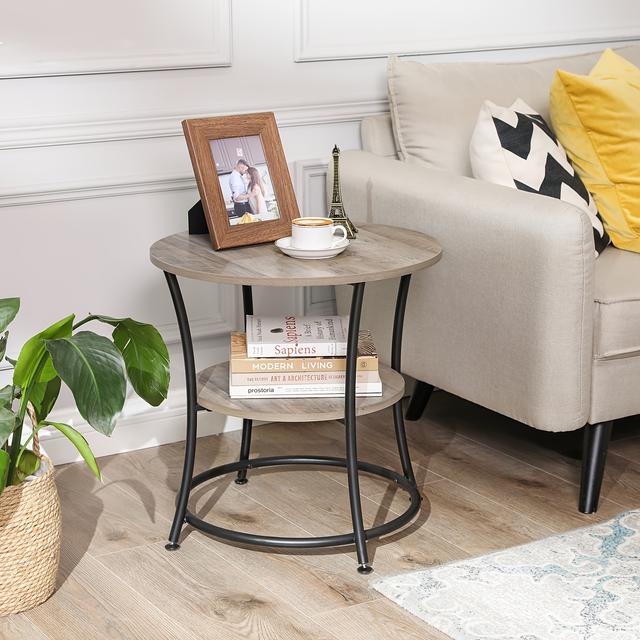 TEMU Vasagle Side Table, Bedroom, Nightstand With For Small Spaces, Round End Table With 2 Shelves For Living Room, Outdoor Accent Coffee Table, And Ink Black