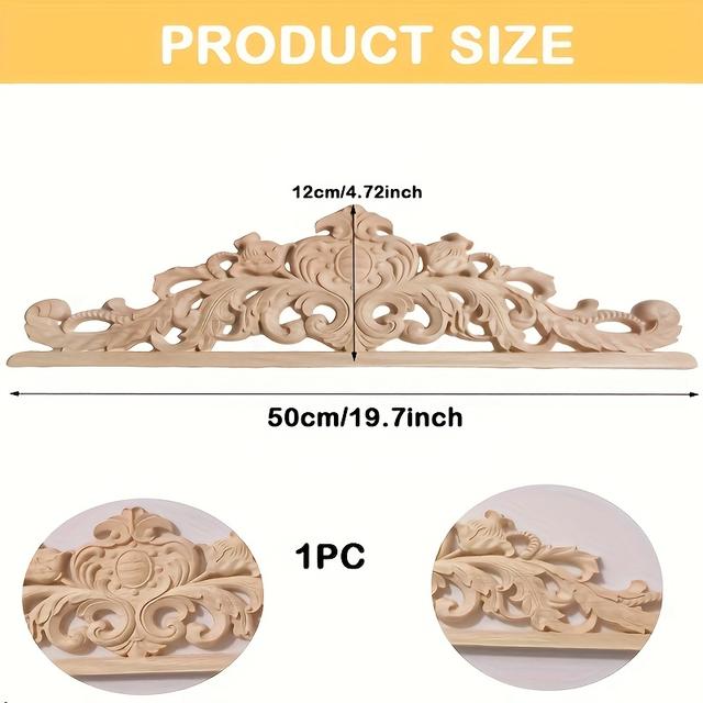 TEMU 1pc Sculptures décoratives en bois, Longue garniture décorative en bois non pour meubles, armoires, lits, penderies et